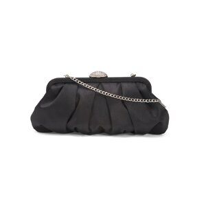 ALESSIA BIANCHI Black Satin Look Pleated Clutch
